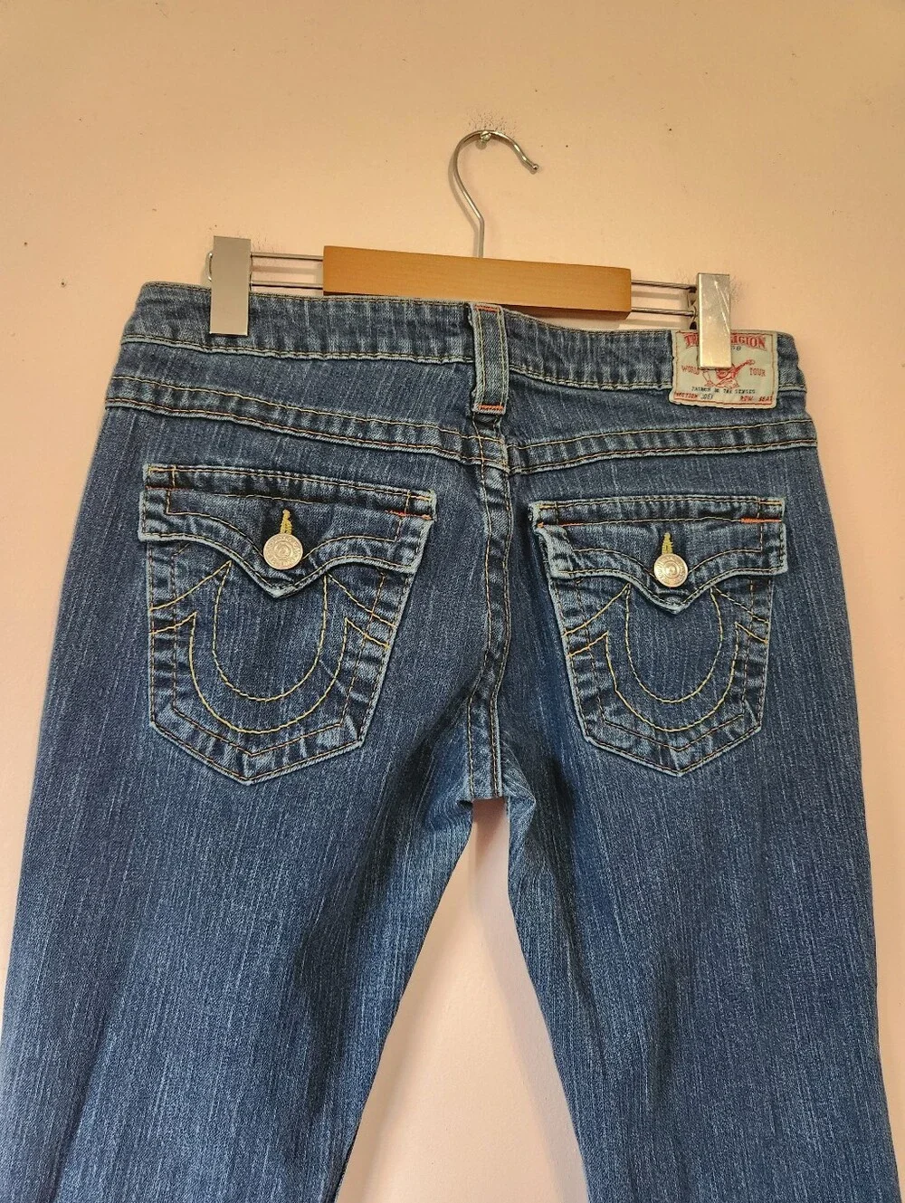 True Religion Joey Low Rise Flare Jeans Signature Stitch Size 29 Y2K USA - Picture 4 of 12